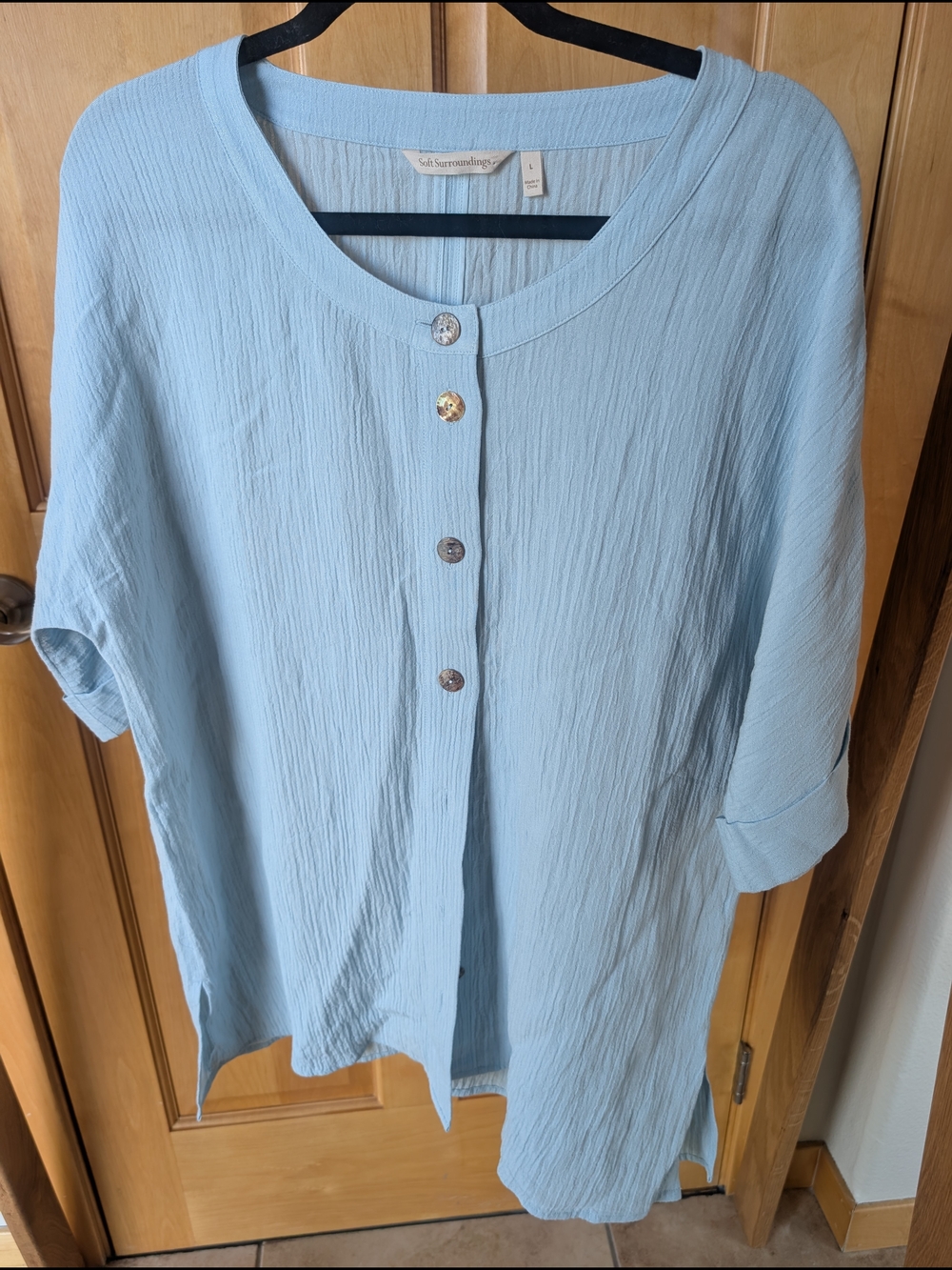 Soft Surroundings Light Blue Button-Front Relaxed Tunic